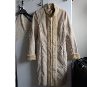 Warm cozy coat, faux-shearling long coat, Sz Medium